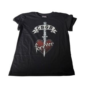 CBGB OMFUG Forever Graphic T-Shirt Black Heart Dagger Punk Rock Mens Medium